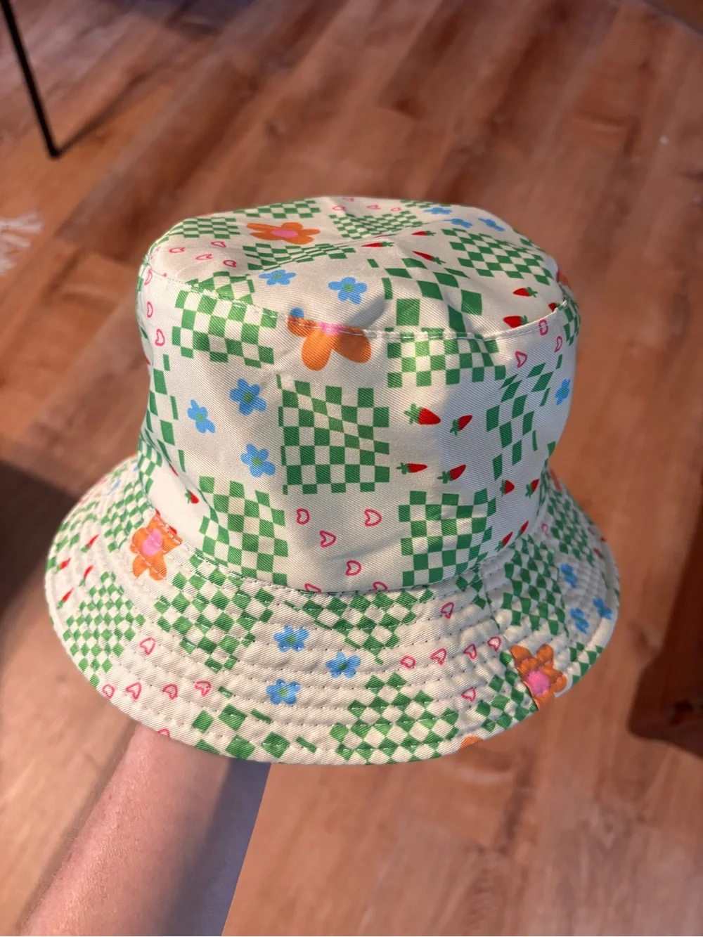 Floral Checkerbucket Hat — Green & Orange Print floral throwback **2 for 20**